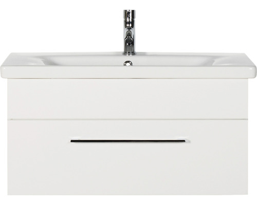 Waschbecken mit Unterschrank Marlin 3400 BxHxT 80x40.6x45.5 cm Frontfarbe weiss Waschtischunterschrank mit Waschbecken und Armatur