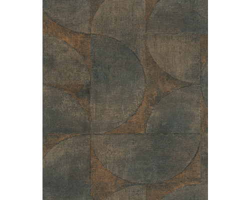 Vliestapete 32822 Vintage Deluxe Kreise blau kupfer Tapete mit geometrischem Kreismuster