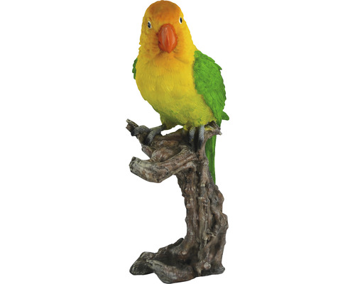 Papagei auf Baumstamm H 28 cm Polyresin