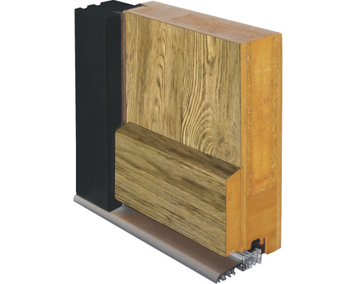 Vue en coupe d''une porte en bois avec profilé d''étanchéité