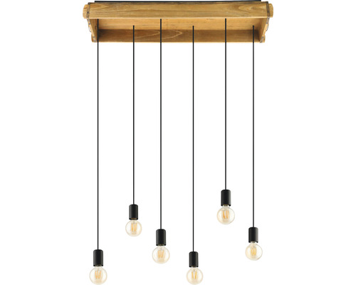 Plafonnier en bois avec six suspensions