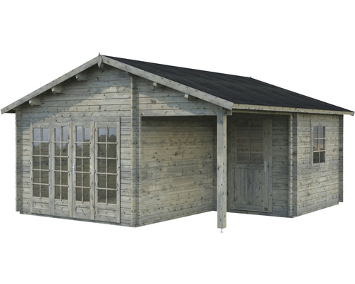 Abri de jardin en bois avec double porte et auvent