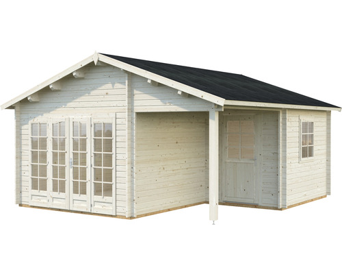 Maison de jardin en bois avec double porte et auvent