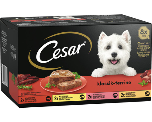 Cesar Hundefutter klassik-terrine Huhn und Truthahn 8x150 g