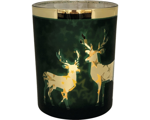 Dekorative Windlichtglas mit Hirschmotiven für stimmungsvolle Beleuchtung