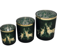 Teelichthalter-Set mit Hirschmotiven und Sternen
