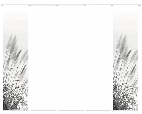 Panneau japonais impression numérique Pampas gris blanc lot de 5 60x245 cm Panneau japonais avec motif d''herbes pour la décoration de fenêtre