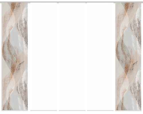 Panneau japonais impression numérique Torre blanc cuivre lot de 5 60x245 cm Panneau coulissant avec motif ondulé abstrait pour décoration de fenêtre