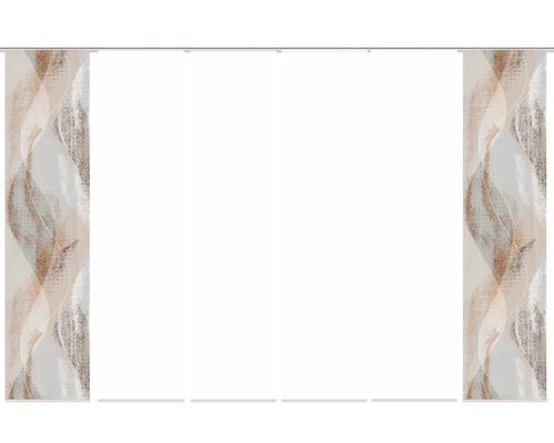 Panneau japonais impression numérique Torre blanc cuivre lot de 6 60x245 cm Panneau coulissant avec motif abstrait ondulé