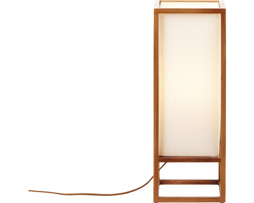 Lampe de table avec cadre en bois et abat-jour en tissu