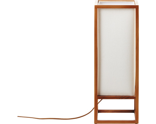 Lampe de table rectangulaire avec cadre en bois et abat-jour en tissu