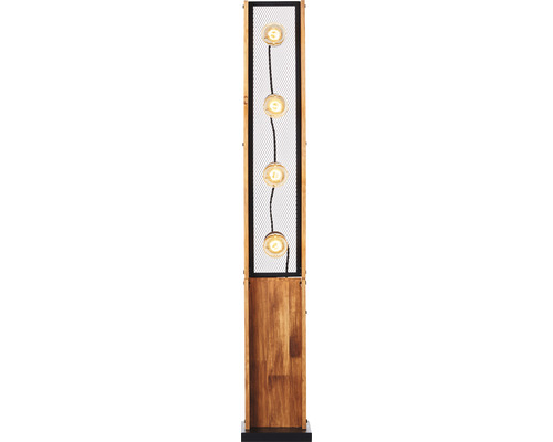 Stehlampe aus Holz mit vier Glühbirnen