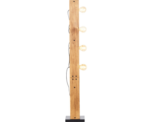 Stehlampe aus Holz mit vier Glühbirnen