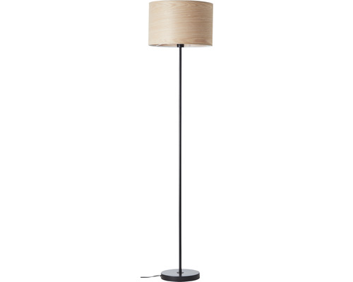 Stehlampe mit Holzschirm und Metallfuß