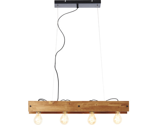 Hängelampe aus Holz mit vier Leuchtmitteln