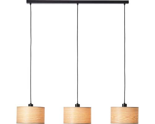 Lampe suspendue avec trois abat-jour en bois