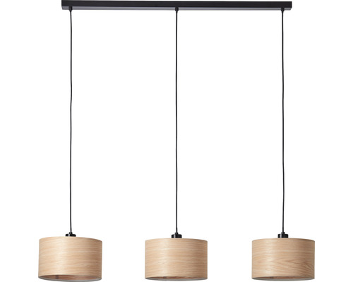Suspension avec trois abat-jour en bois