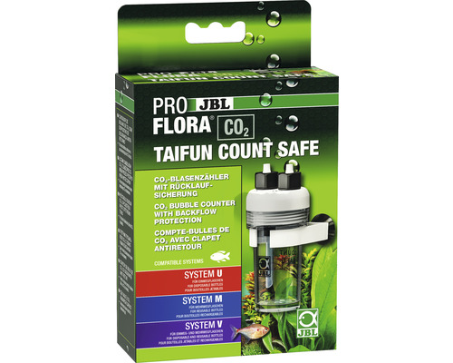 Compte-bulles à CO2 JBL PROFLORA CO² Taifun Count Safe avec protection contre le retour d'eau intégrée