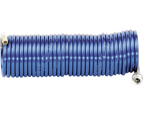 Metabo Tuyau en spirale Rilsan accouplement universel PA ARO 6 mm x 8 mm / 5 m Tuyau d''air comprimé bleu avec raccords rapides