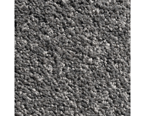 Spannteppich Velours Home grau 400 cm breit (Meterware) Nahaufnahme eines grauen Teppichs mit hoher Dichte