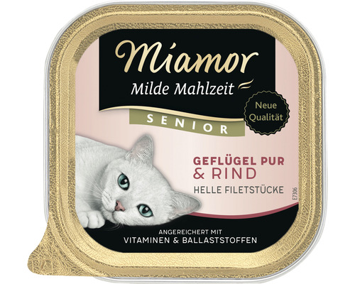 Miamor Katzenfutter Milde Mahlzeit Senior Geflügel Pur und Rind 100 g