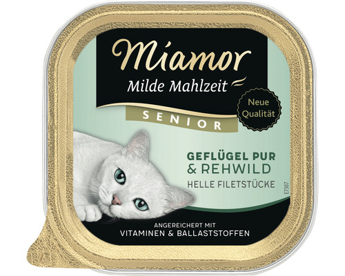 Miamor Katzenfutter Milde Mahlzeit Senior Geflügel Pur und Rehwild 100 g