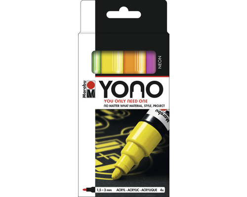 Marabu Yono Marker Set Neon, 4 x 1,5-3 mm