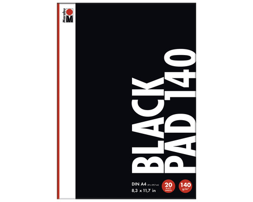 Marabu Black PAD schwarzes Papier DIN A4, 140 g, 20 Blatt