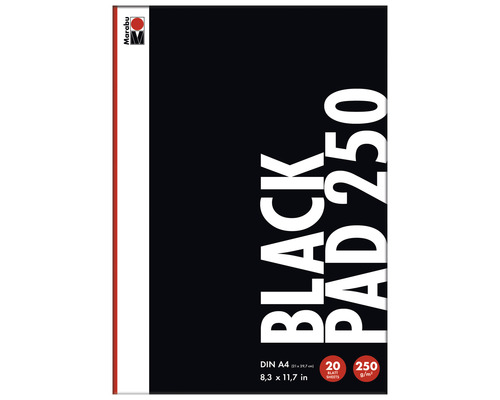 Marabu Black PAD schwarzes Papier DIN A4, 250 g, 20 Blatt