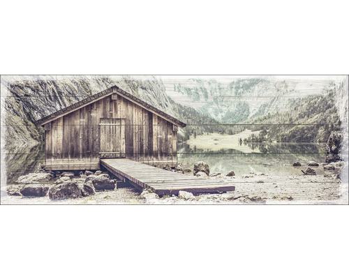Leinwandbild Lake view cottage 27x77 cm