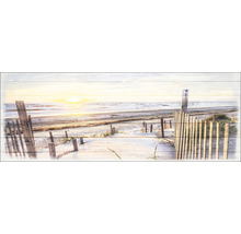 Wandbild mit Strandmotiv und Holzzaun