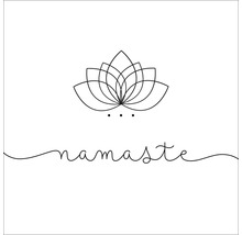 Namaste Schriftzug mit Lotusblume