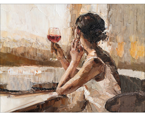 Tableau sur toile Girl with wine glas 84x116 cm