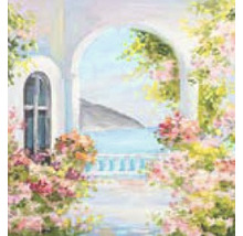 Tableau sur toile Terrace on the lake 40x40 cm