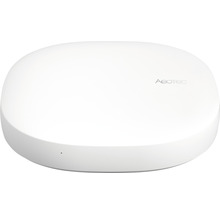 Logo Aeotec sur un hub domotique blanc et rond