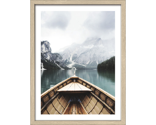 Tableau encadré Balade en bateau sur un lac de montagne 33x43 cm