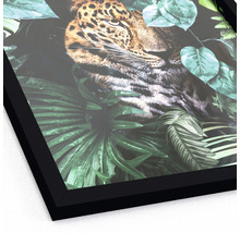 Gerahmtes Bild mit Leopard und Dschungelmotiven