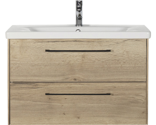 Waschtischunterschrank mit zwei Schubladen und Aufsatzwaschbecken