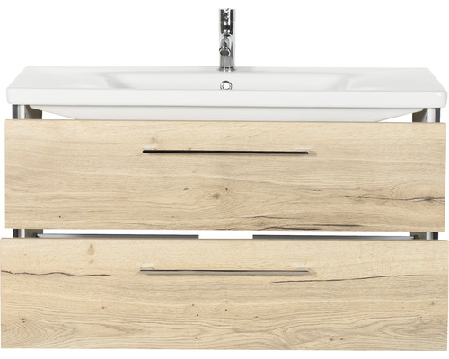 Waschtischunterschrank mit Waschbecken und zwei Schubladen