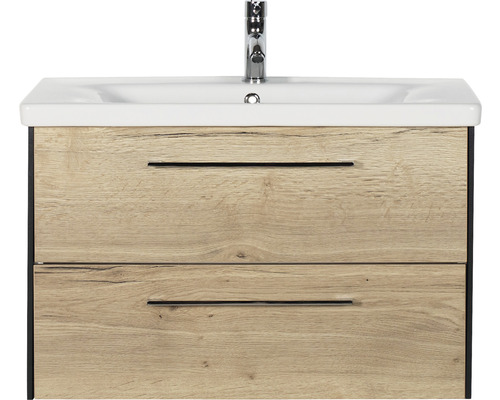 Waschtischunterschrank mit zwei Schubladen und Aufsatzwaschbecken