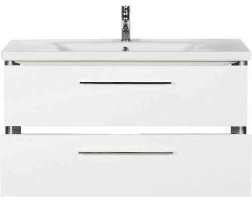 Waschtischunterschrank mit zwei Schubladen und Aufsatzwaschbecken