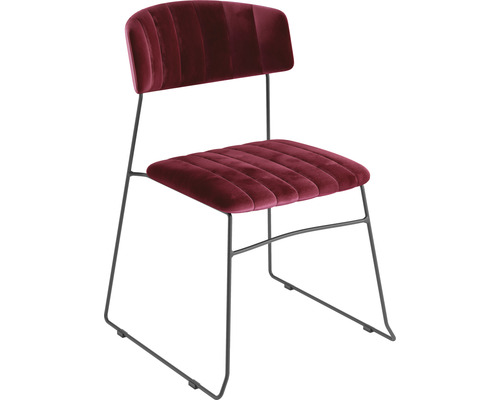 Chaise avec revêtement en velours et structure en métal