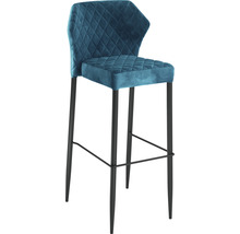 Tabouret de bar avec revêtement en velours et pieds noirs