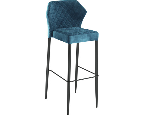 Tabouret de bar avec revêtement en velours et pieds noirs