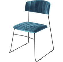 Chaise rembourrée avec structure en métal et revêtement en velours