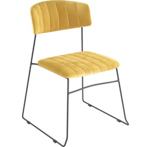 Chaise rembourrée jaune avec cadre en métal