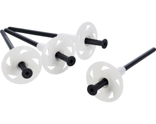 Plusieurs chevilles d''isolation avec rosace en plastique et clou en acier