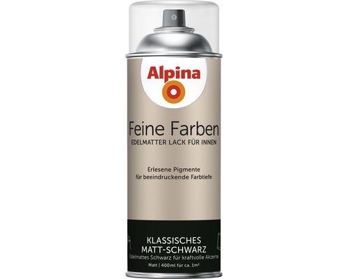 Peinture aérosol Alpina Feine Farben classique mat noble noir 400 ml