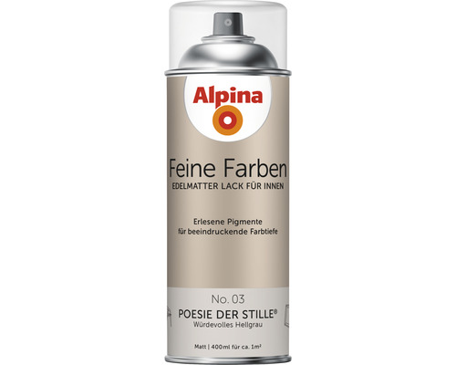 Peinture aérosol Alpina Feine Farben Poésie du silence gris clair digne 400 ml