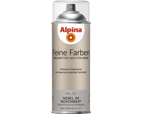 Peinture aérosol Alpina Feine Farben Brouillard de novembre gris moyen mélancolique 400 ml